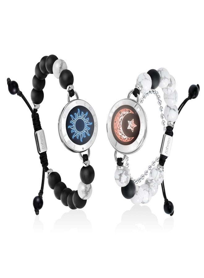 TOTWOO Long Distance Touch Bracelets for Couples, Smart Light up & Vibration for Love Couples Healing Stone Bracelet | Long Distance Relationship Gifts for Girlfriend Bluetooth Pairing Jewelry, One - Image 1