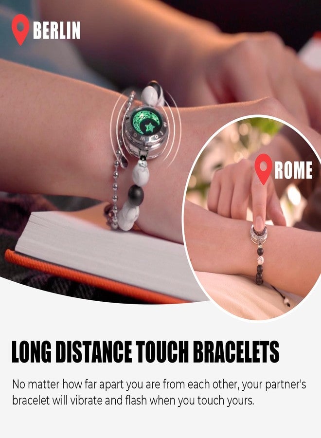 TOTWOO Long Distance Touch Bracelets for Couples, Smart Light up & Vibration for Love Couples Healing Stone Bracelet | Long Distance Relationship Gifts for Girlfriend Bluetooth Pairing Jewelry, One - Image 3