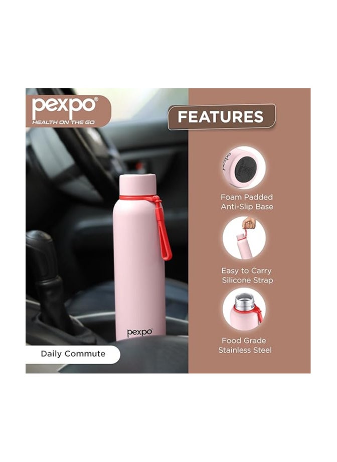 Atlasware Pexpo Bravo Hot & Cold ISI Certified Flask | Stainless Steel Water Bottle - 700ml Baby Pink Thermoflask | Office| Gym| Travelling| Home| School| Adults & Kids  - Image 4