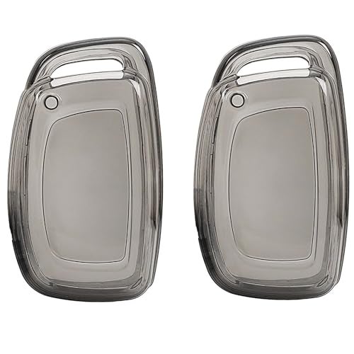 JVCV® 2 Pack Soft TPU Transparent Cover Compatible with Hyundai Alcazar Creta Venue i20 Tucson Elantra Car i10 Grand i20 Xcent Verna 4s Tucson Elantra i10 4/3 Button Smart Key (Transparent Black) - Image 1