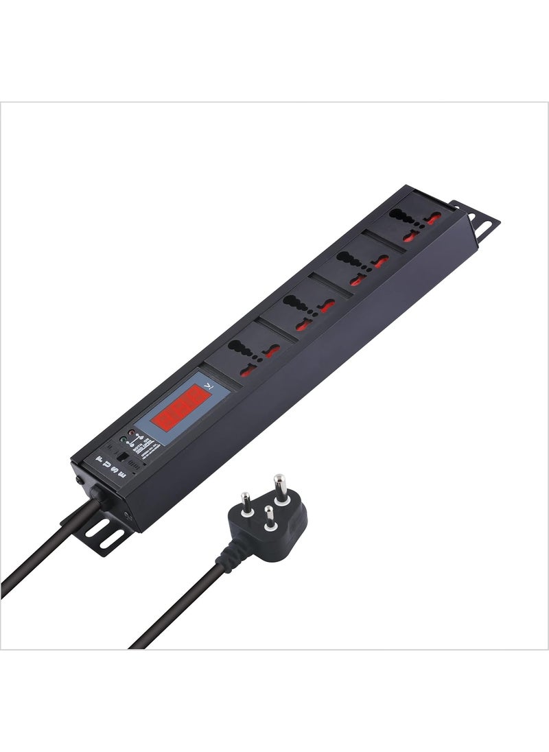 MX MX 4 Outlet Universal Power Strip with Live Voltage Display 616 AMP Parameter 30W265V WallRack Mount Built in Fuse Master Switch Wall Mount Heavy Duty 15m Power Cord  - Image 1