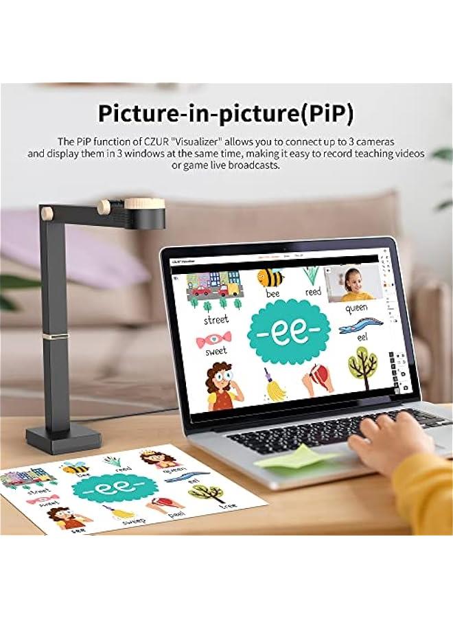 سي زد يو ار سي زي يو ار كاميرا مستندات فانسي برو 8MP بمنفذ USB للمعلم، كاميرا ويب 4K مع ميكروفون واضاءة LED، حتى 60 اطار في الثانية، تركيز تلقائي، للتدريس عن بعد، البث المباشر، مؤتمرات الويب، لاجهزة ماك وويندوز - Image 5