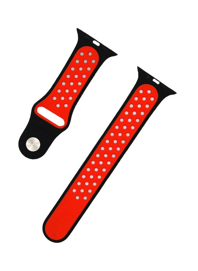 نيبمينينت سوار من السيليكون لساعة أبل بقياس 42 ملليمتراً بلون أحمر وأسود طراز band-003166