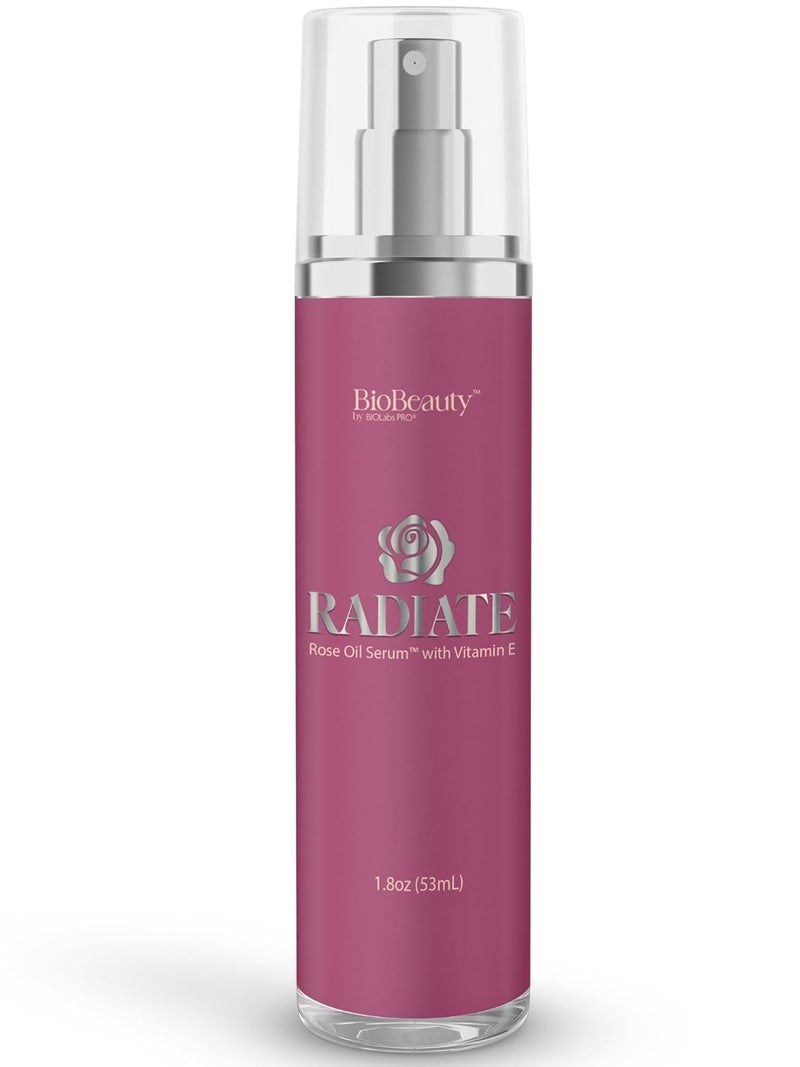 BIOBeauty Rose Oil Serum for Face with Vitamin E Jojoba Oil  Sunflower Oil Hydrating  Nourishing Face Oil with Rose Extract for Radiance ParabenFree NonGMO Made in USA 18 oz  Radiate