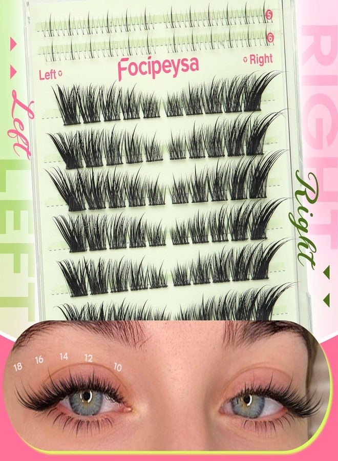 Focipeysa Wispy Lash Clusters Spiky Eyelash Clusters 10-18mm Eyelash Extensions Fox Eye Eyelash Right Left Individual Lashes Cat Eye Lashes Thin Soft Lash Extension Waterproof Lash Cluster - Image 3