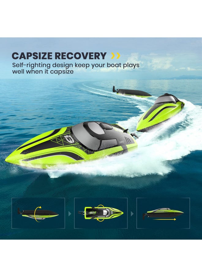 DEERC DEERC RC Boat with LED Light, 30+ Mins, Self Righting Remote Control Boat for Pools & Lakes, 20+ MPH, 2.4GHz Racing Boats, 2 Battery, Pool Toys for Kids, Radio Controlled Watercraft  - Image 1