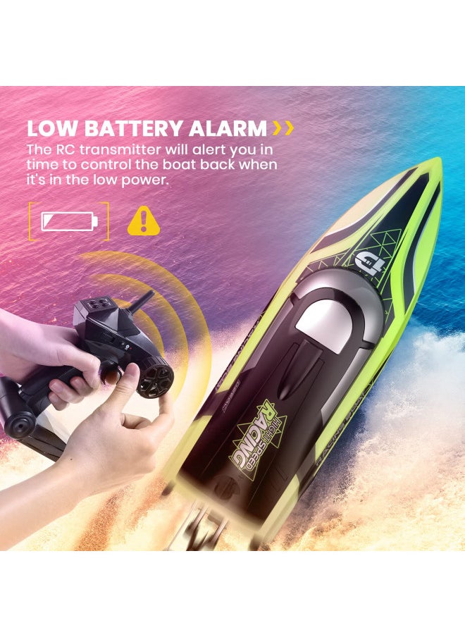 DEERC DEERC RC Boat with LED Light, 30+ Mins, Self Righting Remote Control Boat for Pools & Lakes, 20+ MPH, 2.4GHz Racing Boats, 2 Battery, Pool Toys for Kids, Radio Controlled Watercraft  - Image 4