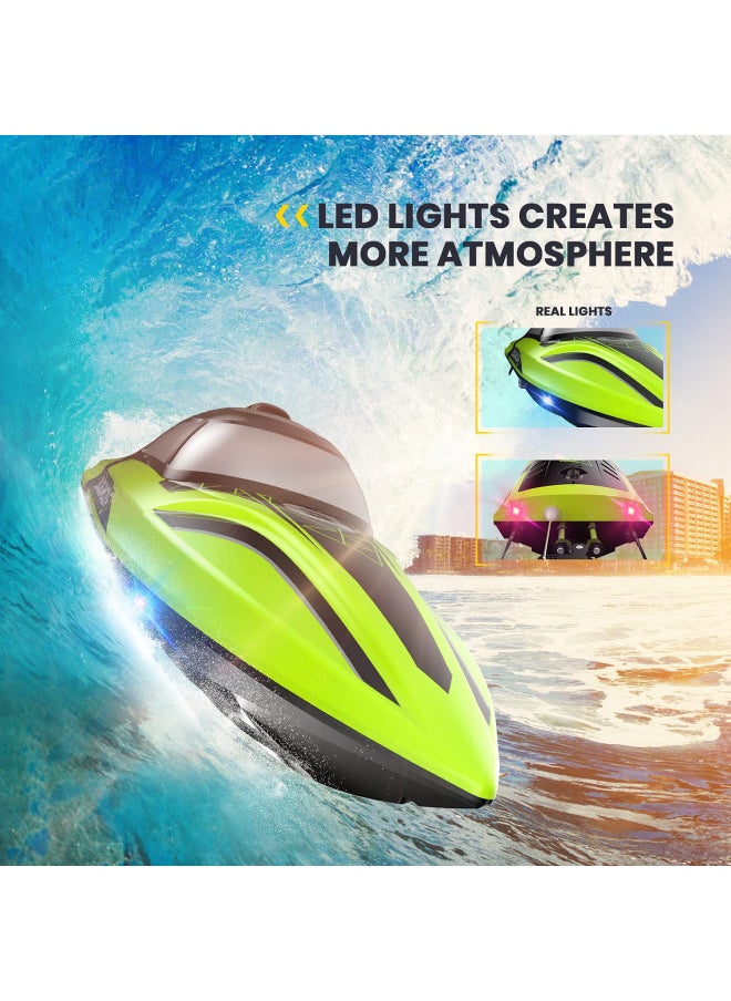DEERC DEERC RC Boat with LED Light, 30+ Mins, Self Righting Remote Control Boat for Pools & Lakes, 20+ MPH, 2.4GHz Racing Boats, 2 Battery, Pool Toys for Kids, Radio Controlled Watercraft  - Image 2