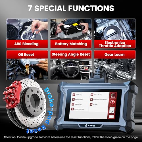 ANCEL DS100 OBD2 Scanner - ABS, SRS, Transmission & Check Engine Code Reader with 7 Reset, Oil/Brake/BMS/SAS/ETS Reset, ABS Auto Bleeding, Gear Learning, Lifetime Free Update, Online Customer Service - Image 3