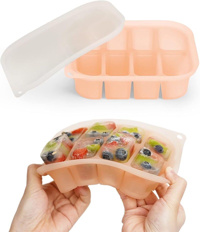haakaa Silicone Baby Food Tray - Breastmilk Homemade Baby Food Mold - Baby Fresh Food Freezer Tray - Ice Cube Tray - 4m+ Baby Toddler Kid - Blush - Image 1
