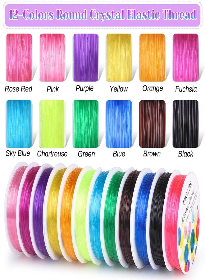 anezus Elastic String for Bracelets, Anezus 12 Rolls Crystal Beading Wire for Jewelry Making, Stretch Magic Bead Cord for Beading, Bracelets and Jewelry Making - Image 2