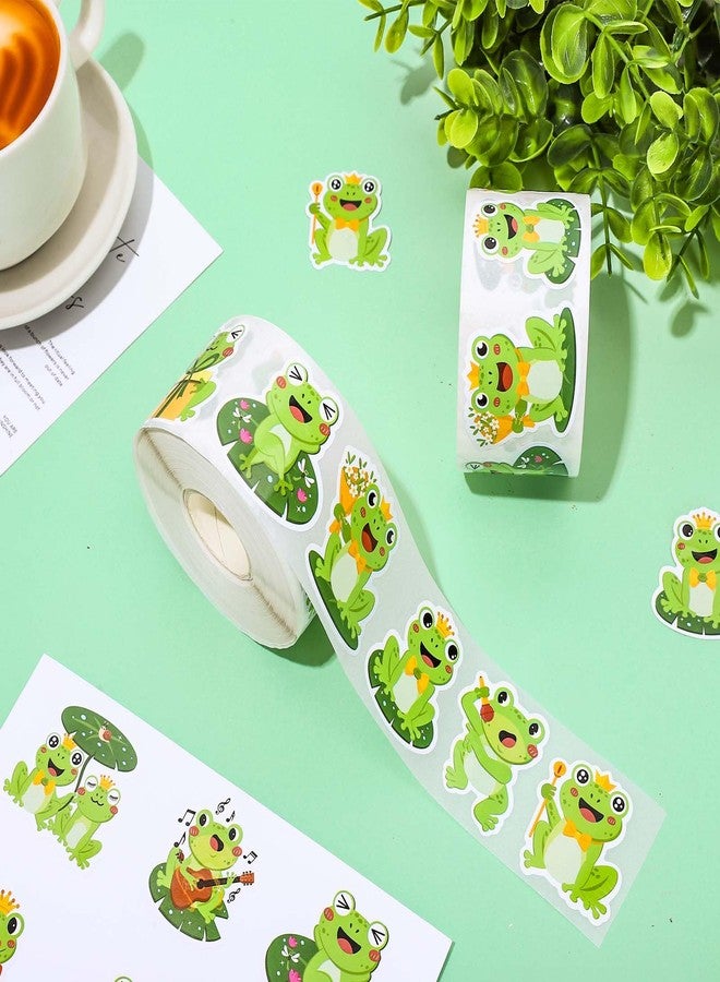 Whaline 1200Pcs Frog Stickers Roll Summer Cute Frog Paper Decals Green Cartoon Jumping Frogs Self-Adhesive Teacher Reward Stickers for Envelope Bottle Scrapbook Decor Party Supply, 2 Rolls - Image 3