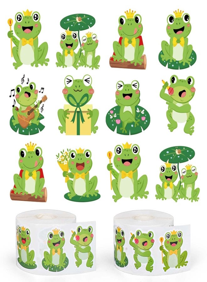 Whaline 1200Pcs Frog Stickers Roll Summer Cute Frog Paper Decals Green Cartoon Jumping Frogs Self-Adhesive Teacher Reward Stickers for Envelope Bottle Scrapbook Decor Party Supply, 2 Rolls - Image 1