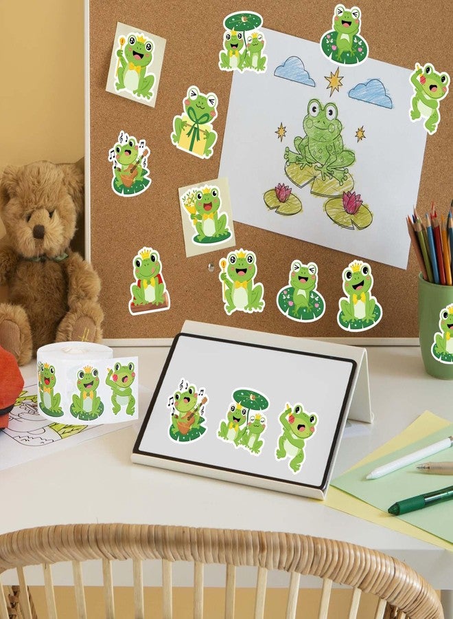 Whaline 1200Pcs Frog Stickers Roll Summer Cute Frog Paper Decals Green Cartoon Jumping Frogs Self-Adhesive Teacher Reward Stickers for Envelope Bottle Scrapbook Decor Party Supply, 2 Rolls - Image 5