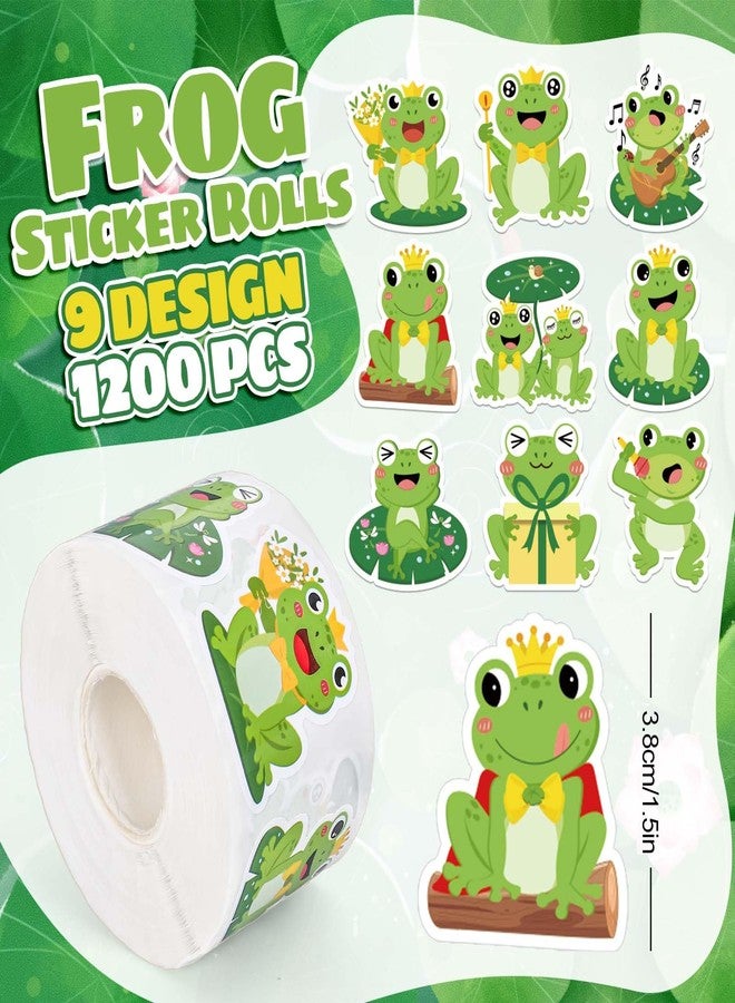 Whaline 1200Pcs Frog Stickers Roll Summer Cute Frog Paper Decals Green Cartoon Jumping Frogs Self-Adhesive Teacher Reward Stickers for Envelope Bottle Scrapbook Decor Party Supply, 2 Rolls - Image 2