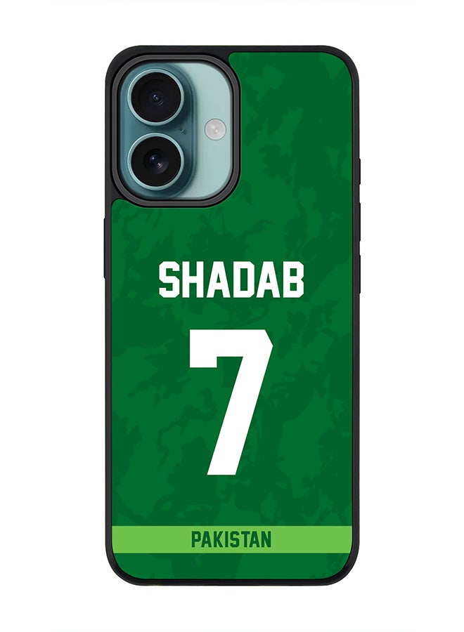 Stylizedd For iPhone 16 Case [Compatible with MagSafe] Slim Magnetic cover Phone Case iPhone 16 -Pakistan Shadab Khan Jersey No 7 - Image 1