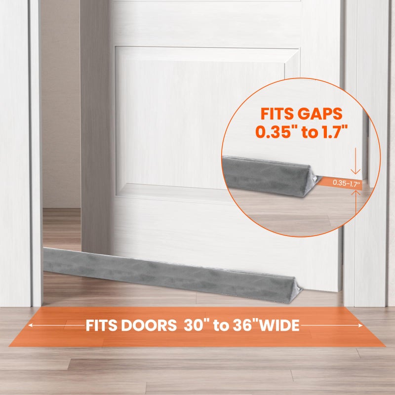 GDHOMM Door Draft Stopper for Bottom of Doors Weather Stripping Door Gap Filler Soundproof Size Adjustable 30"-36", Gray - Image 3