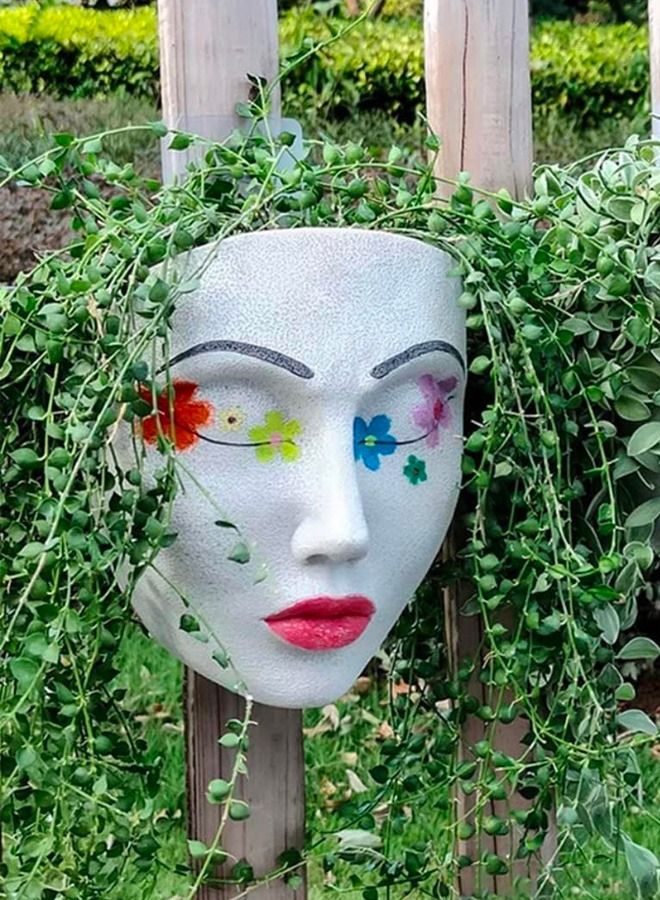 BLUE CORAL Head Wall Girl Face Planter, Wall Mounted Plant Pot,, Hanging Planter Wall Art for Indoor and Outdoor Garden Multicolour  - Image 1