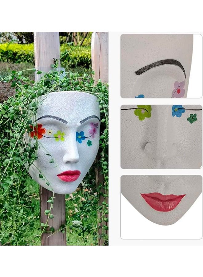 BLUE CORAL Head Wall Girl Face Planter, Wall Mounted Plant Pot,, Hanging Planter Wall Art for Indoor and Outdoor Garden Multicolour  - Image 4