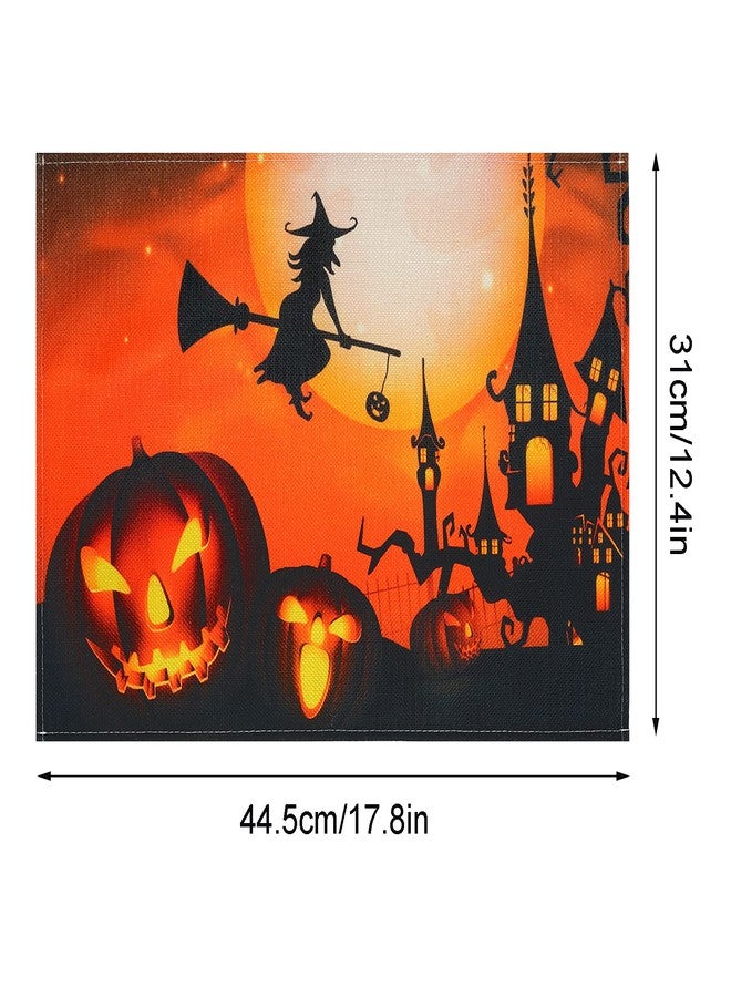 Poualss 4 Pack Halloween Placemats Set Witch Pumpkin Washable Table Place Mats Trick Or Treat Autumn Table Mats for Dining Home Table Kitchen Halloween Decoration - Image 2