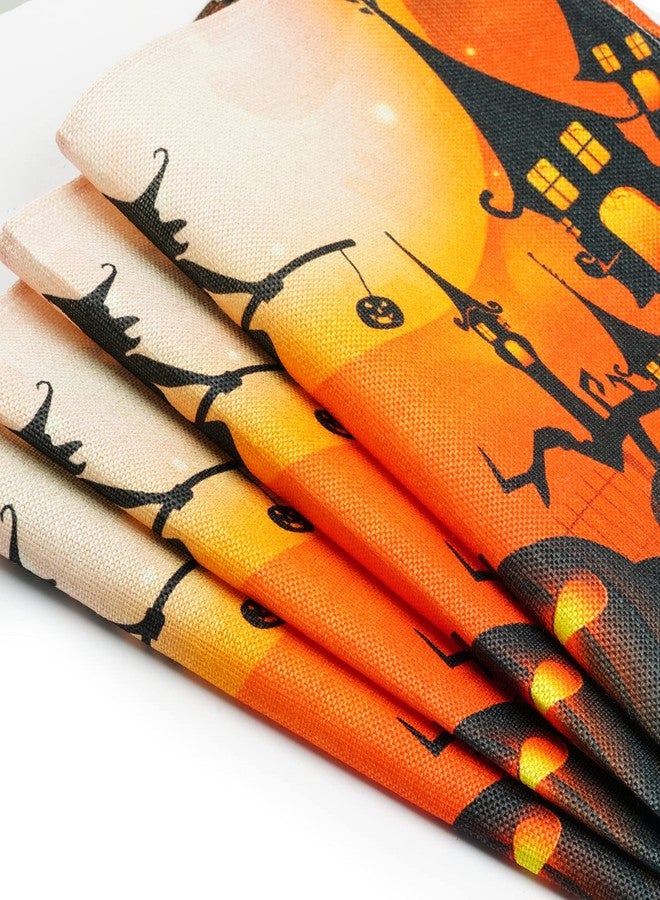Poualss 4 Pack Halloween Placemats Set Witch Pumpkin Washable Table Place Mats Trick Or Treat Autumn Table Mats for Dining Home Table Kitchen Halloween Decoration - Image 4