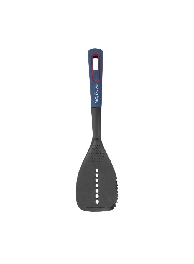 Betty Crocker High-Quality Nylon Slotted Turner with Non-Slip Thermoplastic Rubber Handle Black and Grey 8.9 x 28 x 38.5 cm BC4100  - Image 1