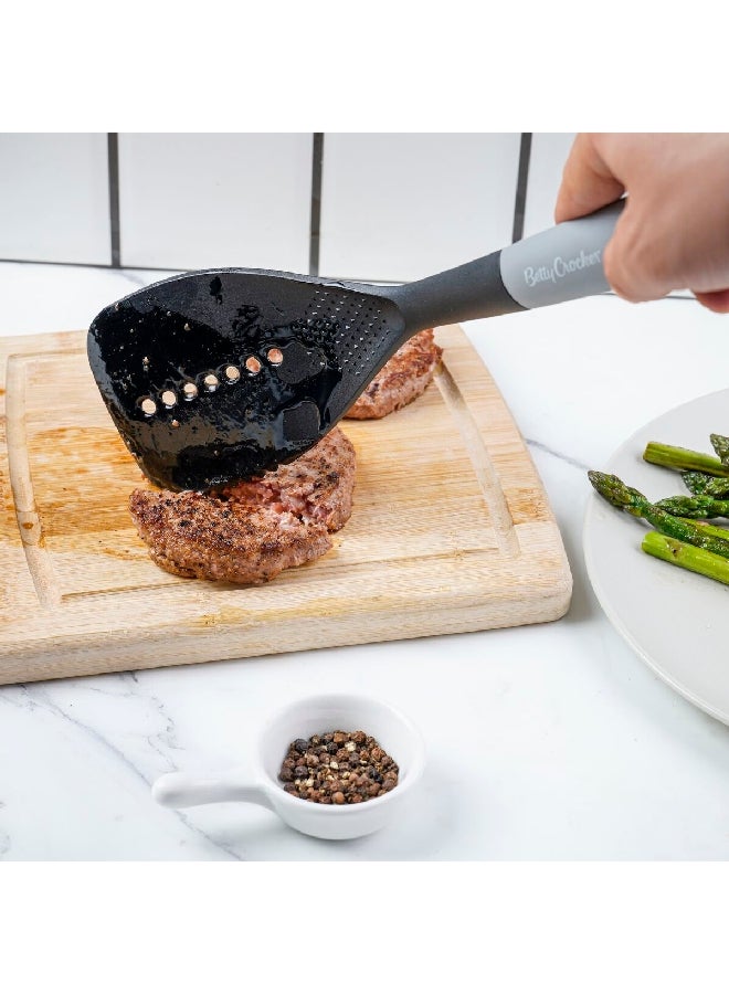 Betty Crocker High-Quality Nylon Slotted Turner with Non-Slip Thermoplastic Rubber Handle Black and Grey 8.9 x 28 x 38.5 cm BC4100  - Image 2
