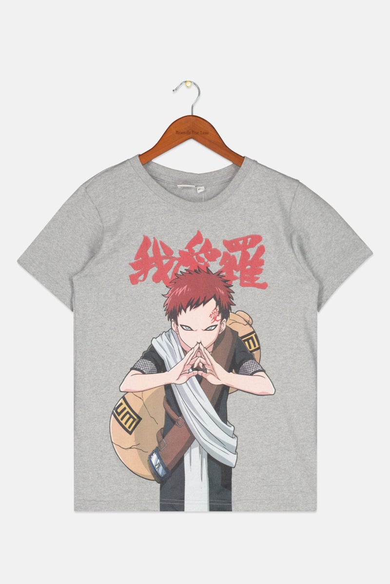 Naruto Kids Boy Round Neck Short Sleeve Graphic Print T-Shirt, Grey Combo - Image 1