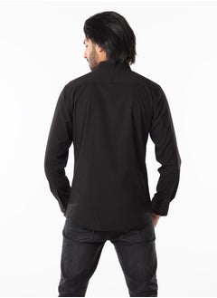 Dayton Men’s Formal Black Shirt | Long Sleeve Slim Fit Business Shirt  - Image 3