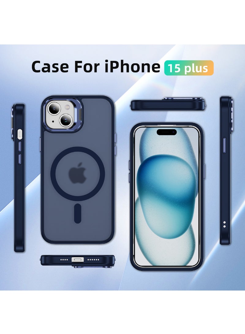 Rock Pow For iPhone 15 Plus Case Compatible with MagSafe Shock Proof-Grade Protective Case Built-in Stash Stand Phone Case Scratch-Resistant Back Cover Classic Series - Image 2