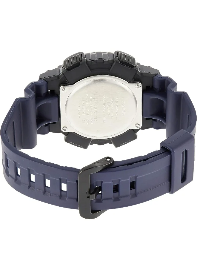 CASIO Men's Analog-Digital Display Watch With Blue Leather Strap - AEQ-110W-2A