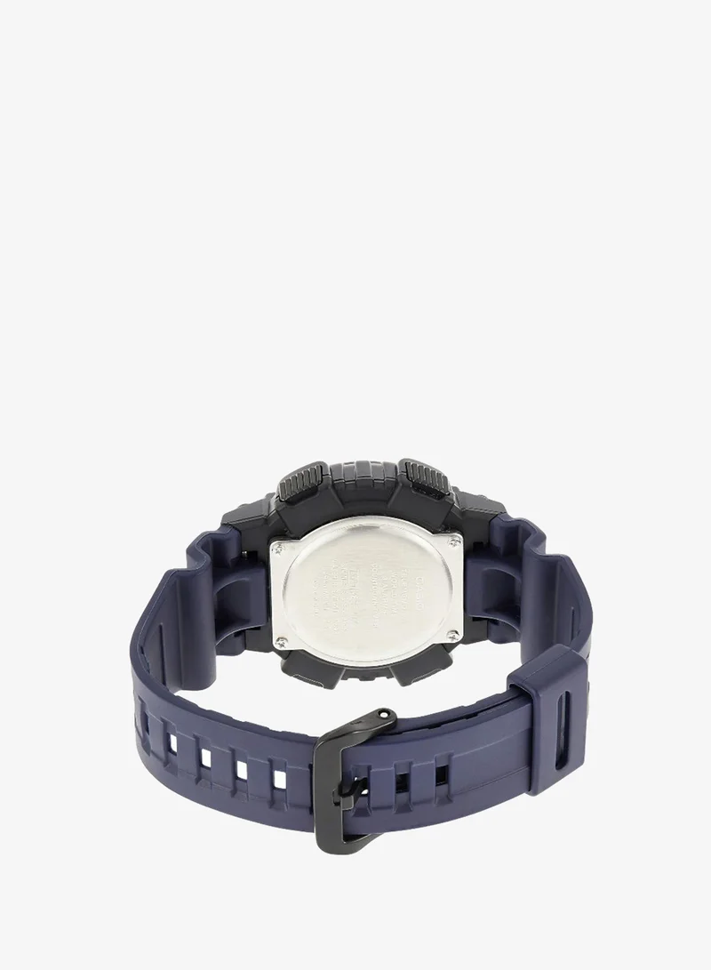 Casio Men's Analog-Digital Display Watch With Blue Leather Strap - AEQ-110W-2A