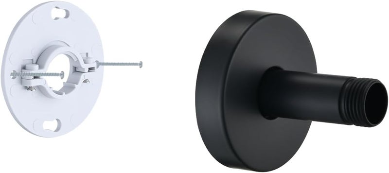 RAINREVIVE 3 Inch Shower Arm with Flange and Stabilizer Bracket, Ceiling Mount Replacement Rain Shower Head 304 Stainless Steel Straight Arm For Fixed Shower Head, Matte Black - Image 1