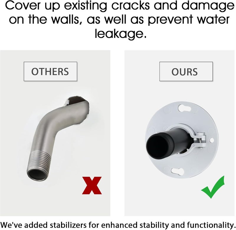 RAINREVIVE 3 Inch Shower Arm with Flange and Stabilizer Bracket, Ceiling Mount Replacement Rain Shower Head 304 Stainless Steel Straight Arm For Fixed Shower Head, Matte Black - Image 3