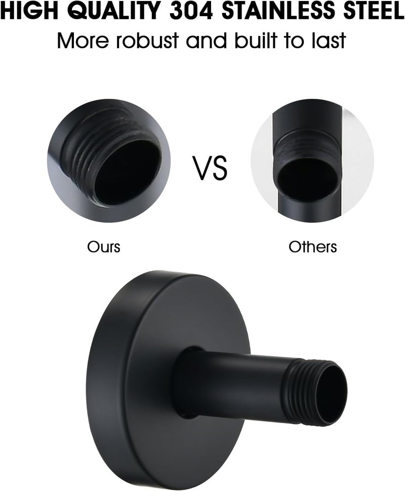 RAINREVIVE 3 Inch Shower Arm with Flange and Stabilizer Bracket, Ceiling Mount Replacement Rain Shower Head 304 Stainless Steel Straight Arm For Fixed Shower Head, Matte Black - Image 5