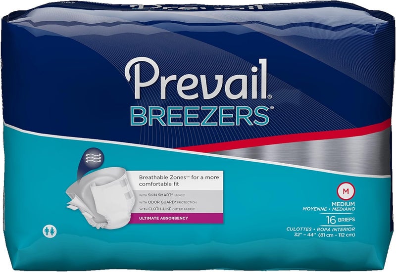 Prevail Prevail Breezers Incontinence Briefs, Unisex Adult Incontinence Briefs with Tabs, Ultimate Absorbency - Regular, 20 Count Bag 
