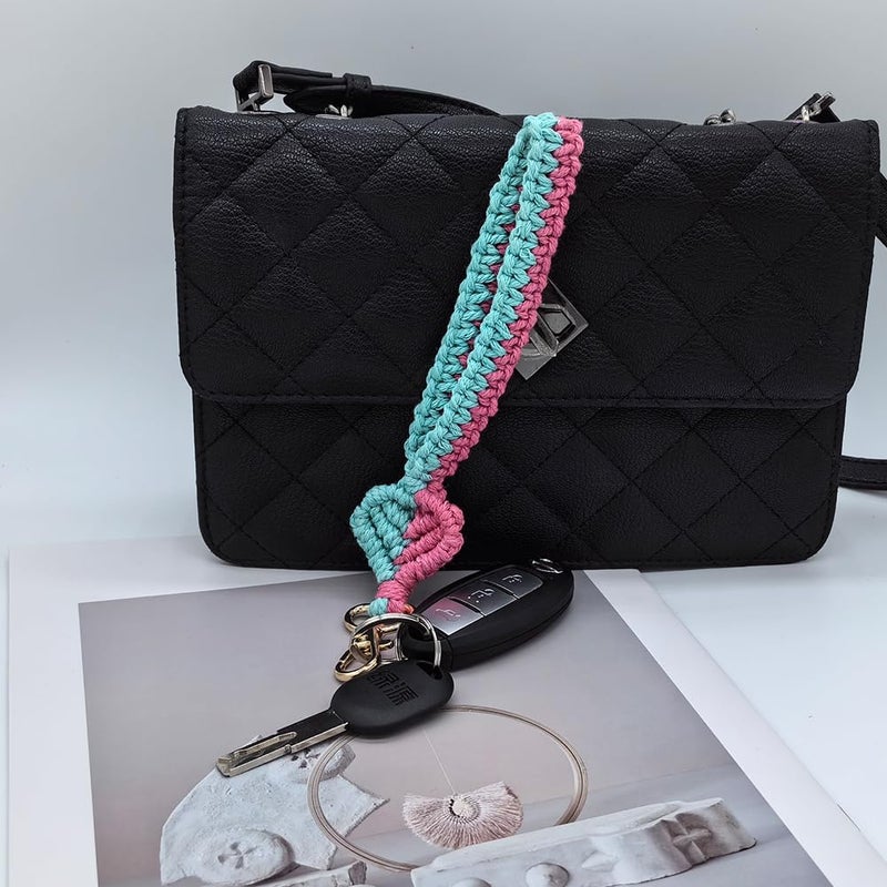 Moydolo Macrame Boho Handmade Cute Bracelet Holder Keychain Wristlet Key Chain Wrist Lanyard for Women Girls - Image 3