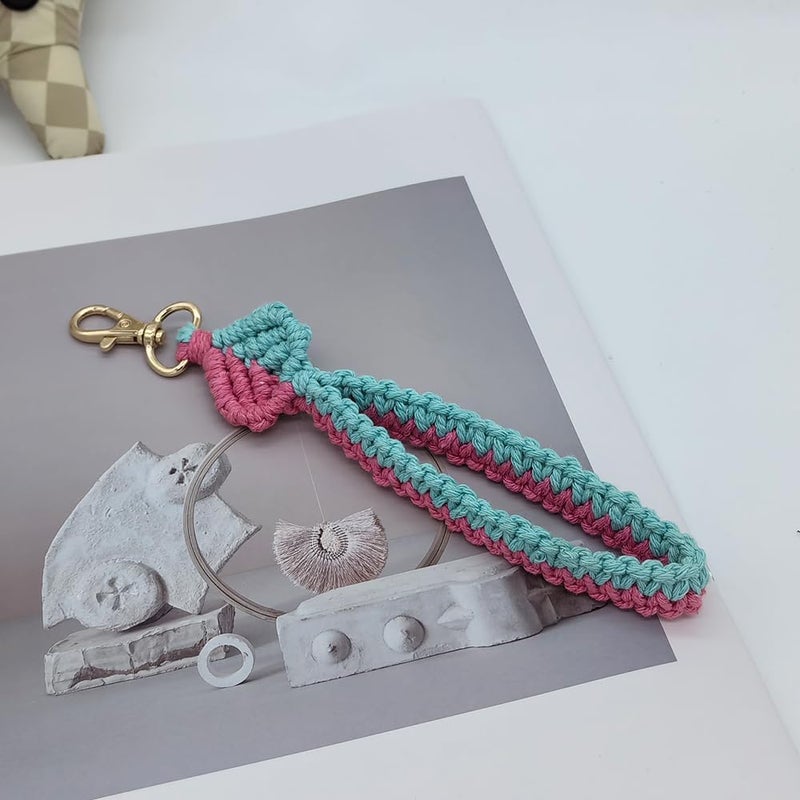 Moydolo Macrame Boho Handmade Cute Bracelet Holder Keychain Wristlet Key Chain Wrist Lanyard for Women Girls - Image 1