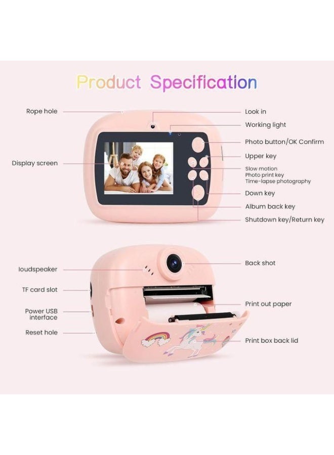 Instant Print Kids Digital Camera – 12MP Photo & 1080P Video – Dual Lens Selfie Mode – 2 Rolls BPA-Free Thermal Paper – DIY Frames, Filters & Puzzle Games – Rechargeable Battery – Fun Toy for Boys & Girls Ages 3-12 - Image 2