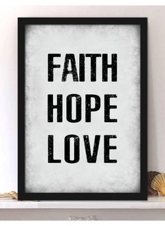 Wall Posters with Faith - Hope - Love Quote and Black Frame - Wall Arts Home Décor Photo Frames - 40x55cm by Spoil Your Wall
