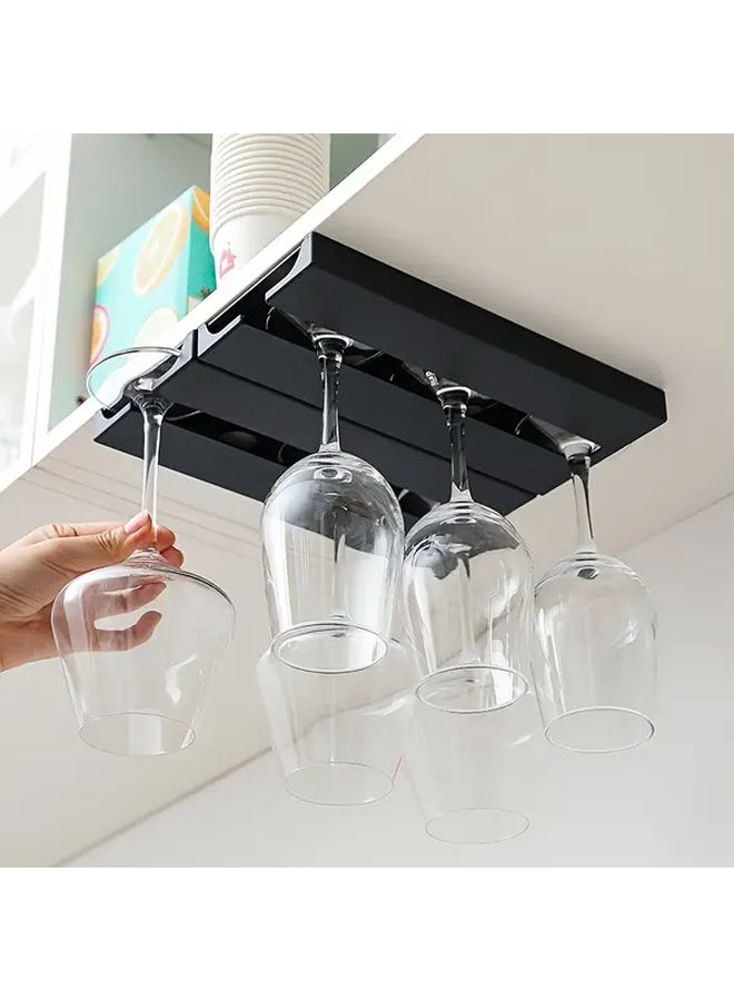 Black Wall Mounted No Drill Wine Glass Holder Strong Load Bearing Non Slip Stemware Storage Rack - Image 4