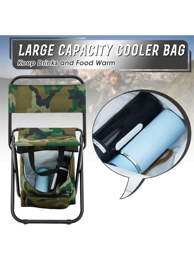 Jerify 2 Pcs Foldable Fishing Chair with Cooler Bag Portable Backrest Fishing Stool Lightweight Outdoor Folding Chair for Fishing Hunting Beach Camping Seat (Camo Color) - Image 5