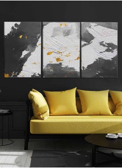 LOWHA Set Of 3 Framed Canvas Wall Arts Stretched Over Wooden Frame, Abstract Elements Paintings, For Home, Living Room, Office Decor  - Image 2