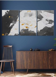 LOWHA Set Of 3 Framed Canvas Wall Arts Stretched Over Wooden Frame, Abstract Elements Paintings, For Home, Living Room, Office Decor  - Image 3