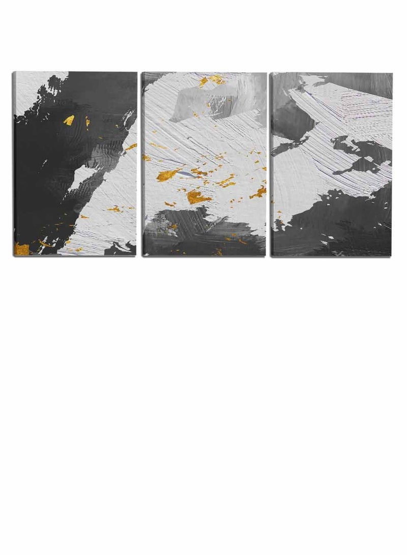 لوحة طقم من ٣ لوحات كانفاس على إطار خشبي، تصميم تجريدي، للمنزل، غرفة المعيشة، المكتب، الديكور - Image 4