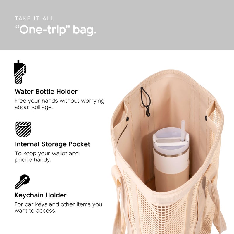 MISSION CASSI Boat Bag for Women, Lightweight Mesh Beach Tote with Waterproof Bottom, Premium Boat Tote Bag for Beach, Grocery, Travel, Pool & Outdoor Essentials - Image 5