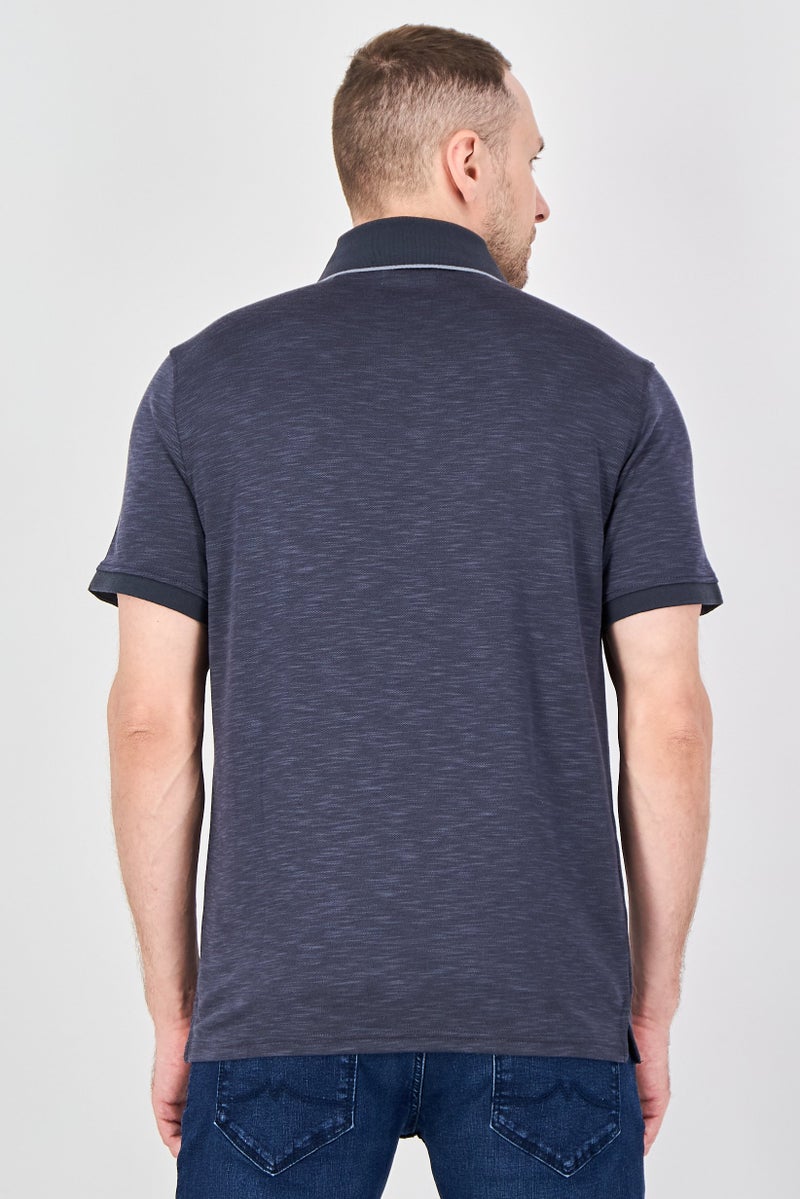 Geoffrey Beene Men Regular Fit Heather Short Sleeve Polo Shirt, Heather Black - Image 3