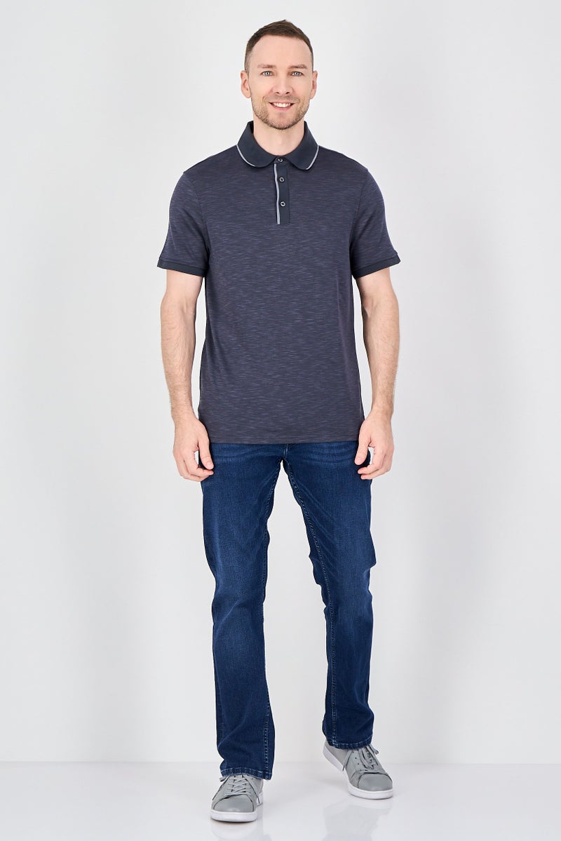 Geoffrey Beene Men Regular Fit Heather Short Sleeve Polo Shirt, Heather Black - Image 4
