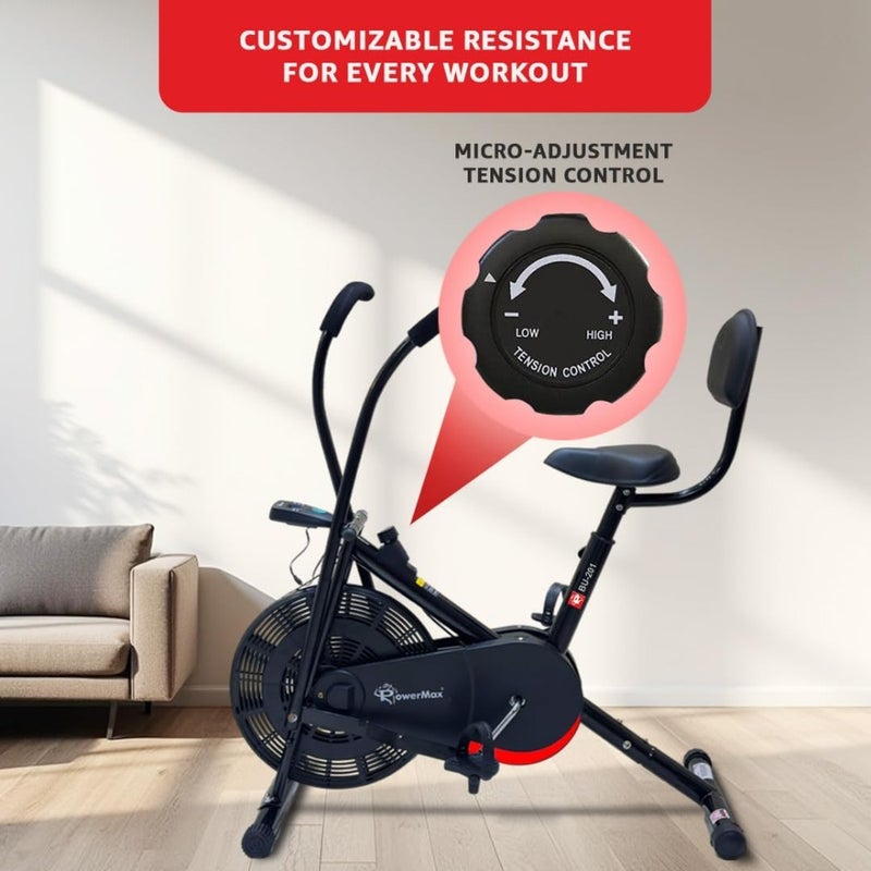 Dual Action Air Bike/Exercise Bike for Home Gym Cycle for Workout With Adjustable Cushioned Seat Non-Slip Pedals Moving Handles Black Gym Bike, Max user weight 120 KG - Image 4