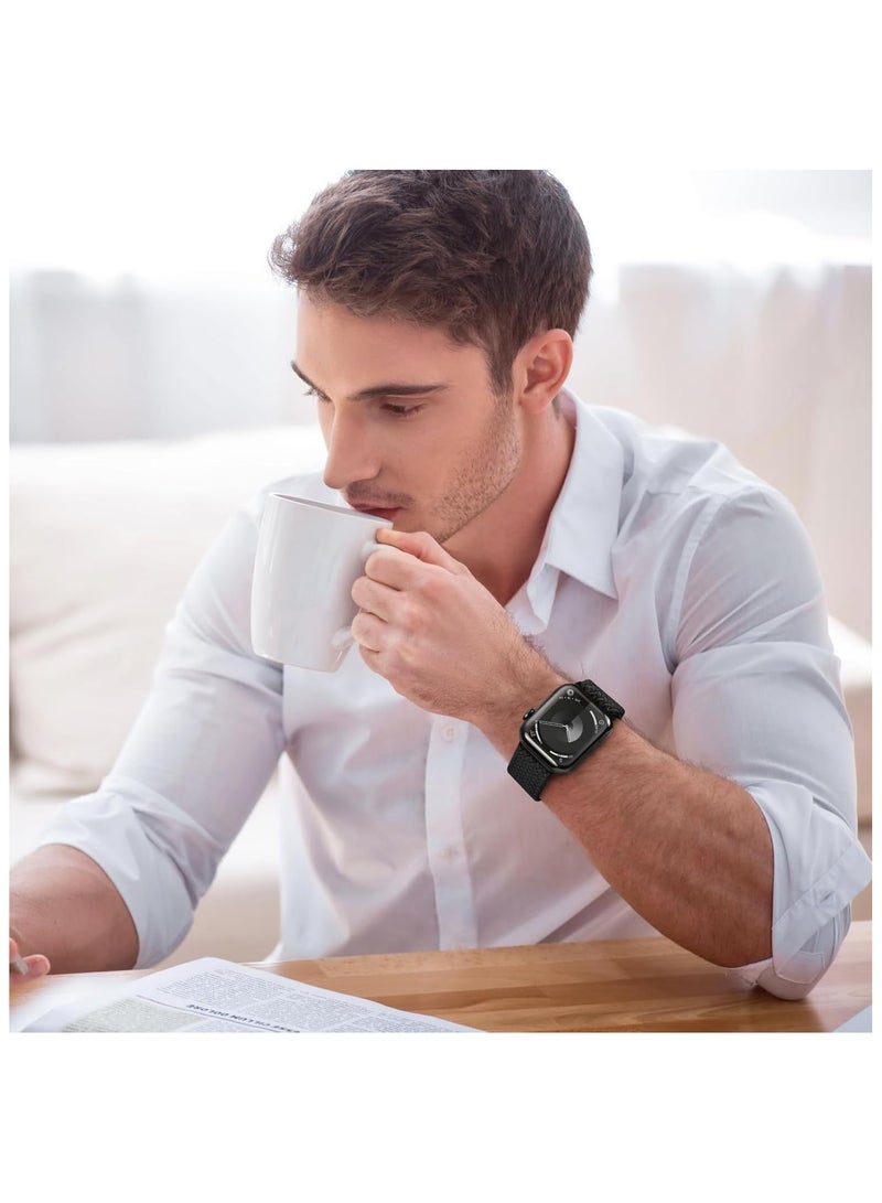 6 Pack Braided Stretchy Bands Compatible with Apple Watch Band 38mm 40mm 41mm 42mm Women Men, Adjustable Nylon Solo Loop Elastic Straps for iWatch Series 10 9 8 7 6 5 4 3 SE Ultra - Image 3